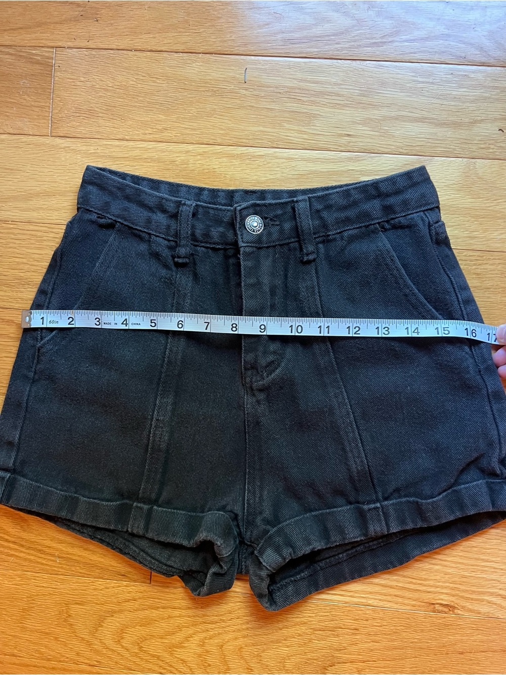 Women's High-Waist Black Denim Shorts
